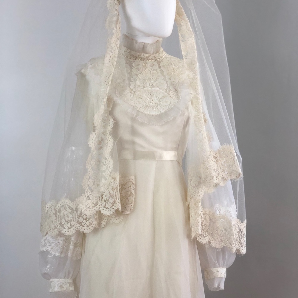 Vintage Ruffle up Princess Cut Bridal Originals Wedding Dress